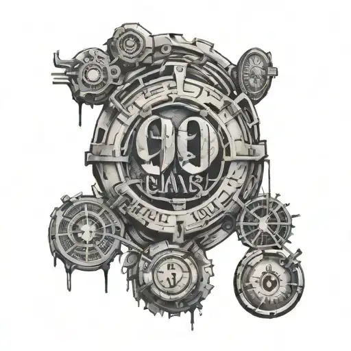 Numbers 2093 but the 2,9, and 3 are inside the 0. Make it a dystopian sign theme tattoo design idea