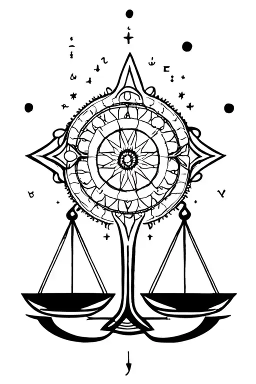 [ Shoulder Area ]→ Large Mandala (acts as a spiritual or balanced backdrop)→ Libra Constellation or Symbol overlaid / tattoo design idea