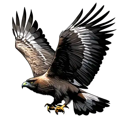 red tailed hawk flying tattoo design idea