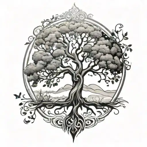 tree of life with que sera sera sera tattoo design idea