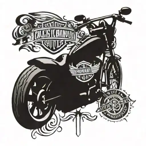 suicide awareness symbol and Harley davidson motorcycle tattoo design idea