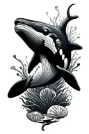 humpback whale with sand dollars tattoo design idea