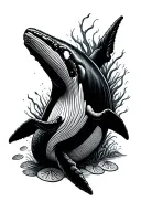 humpback whale with sand dollars tattoo design idea