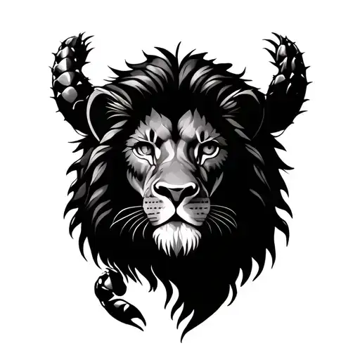 Cactus, lion, scales, scorpion tattoo design idea