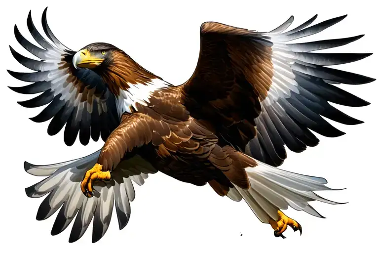 wedgetailed eagle soaring birds eye view tattoo design idea