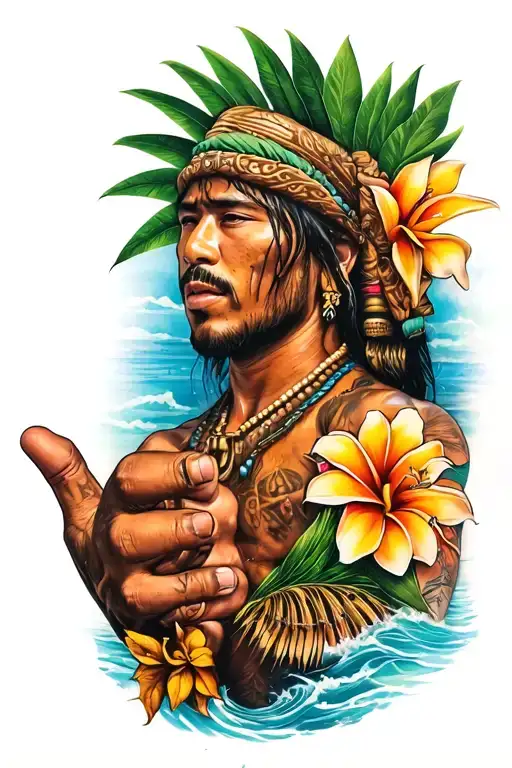 Shaka and aloha tattoo design idea