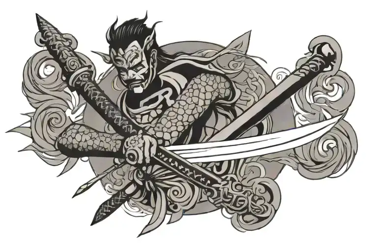 abstract representation samurai seppuku dagger tattoo design idea