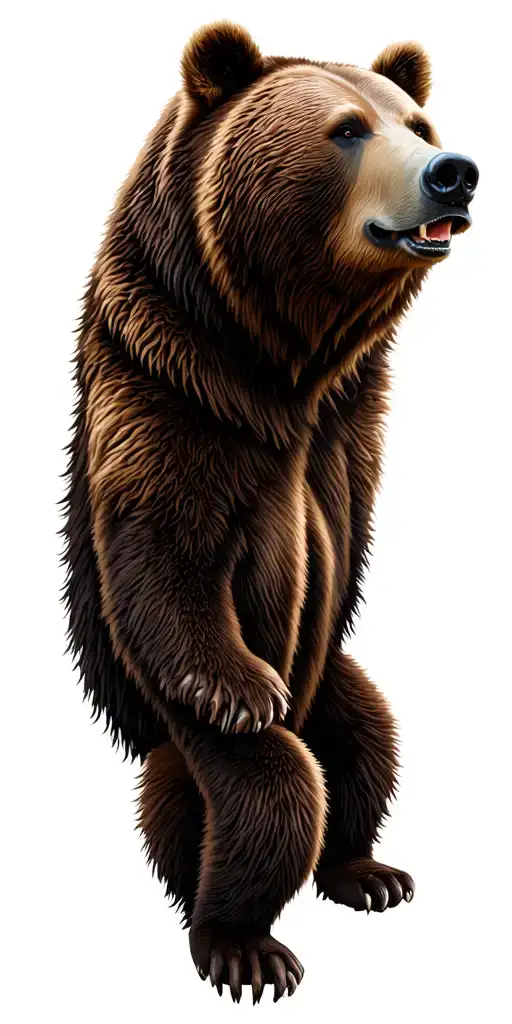 grizzly bear head on forest trees looking tattoo design idea