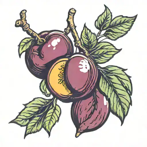 Plum fruit tattoo design idea