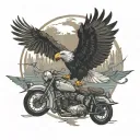 Eagle soaring over a sea of VW Beetles tattoo design idea