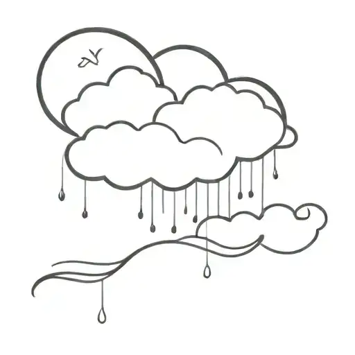 Fine line one cloud with rain. Not abstract. The outline of the cloud shaped in the word 'mom'. tattoo design idea