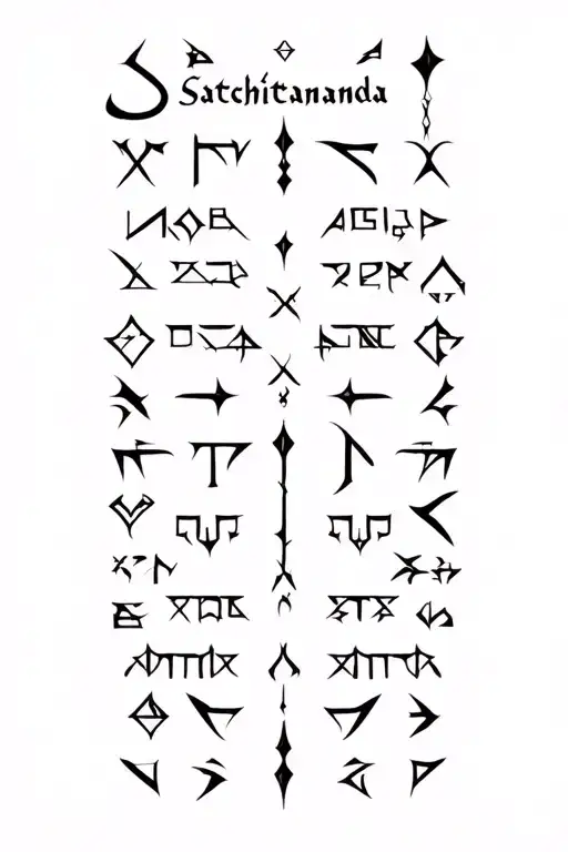 "Satchitananda" viking warrior runes tattoo design idea