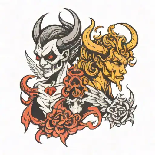 devil and angel tattoo design idea