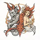 devil and angel tattoo design idea