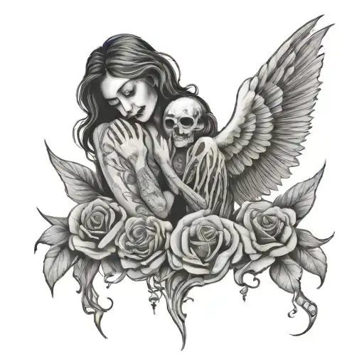 grief, love, young, death tattoo design idea
