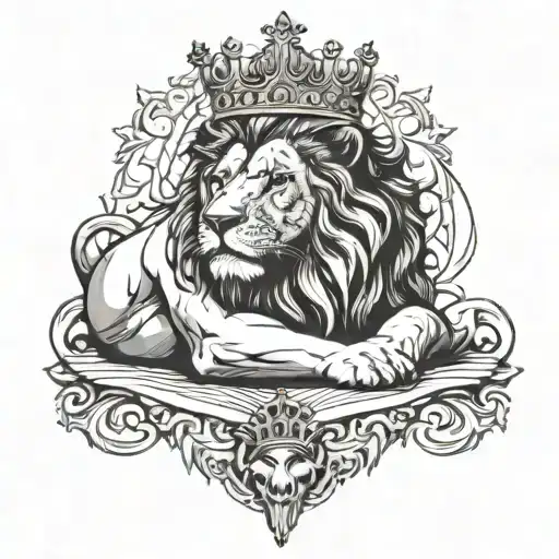 Lion with a Crown Earth Shake a lamb laying praying hands  tattoo design idea