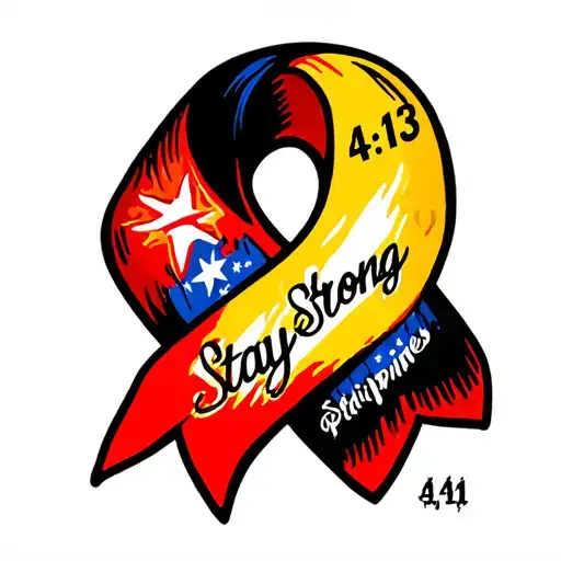  a ribbon with a semi colon in it with Philippines 4:13 on one side of the ribbon and stay strong on the other tattoo design idea