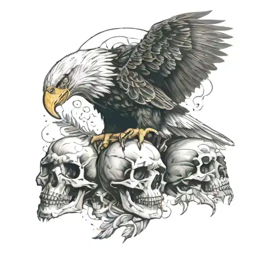eagle and skull tattoo design idea