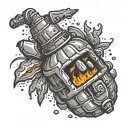exploding grenade tattoo design idea