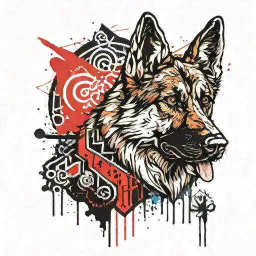 German Shepard stark sigil tattoo tattoo design idea