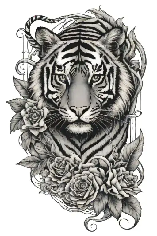 tiger, Aries, music notes, rape survivor, drug addiction tattoo design idea