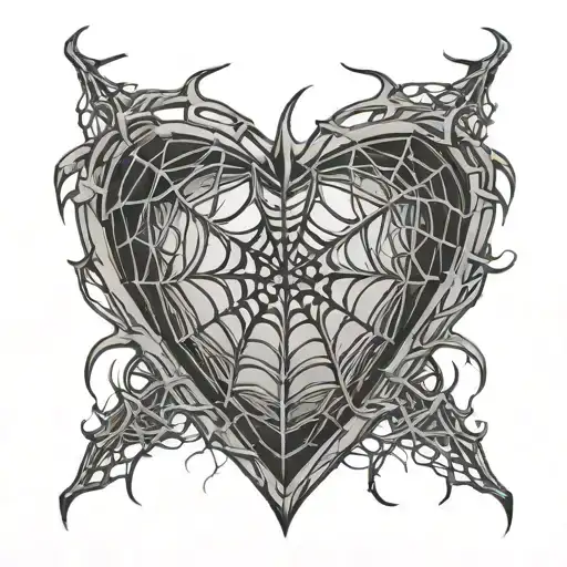 Spider Web Heart tattoo design idea
