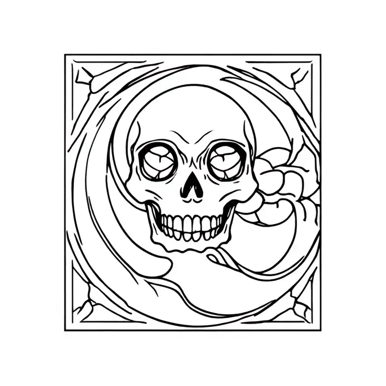 Fairy skull moon simple outline tattoo design idea