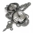 pocket watch with chain tattoo design idea