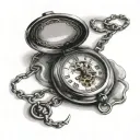 pocket watch with chain tattoo design idea