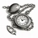 pocket watch with chain tattoo design idea