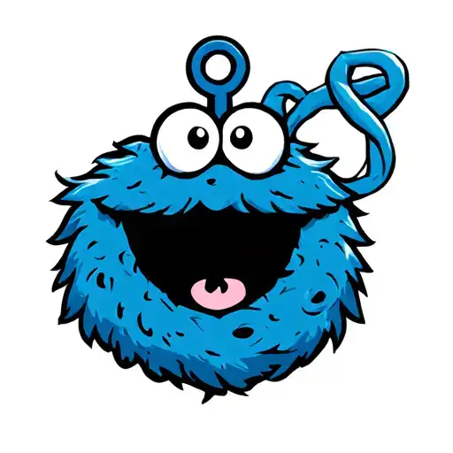 cookie Monster with anchor intertwined representing tattoo design idea