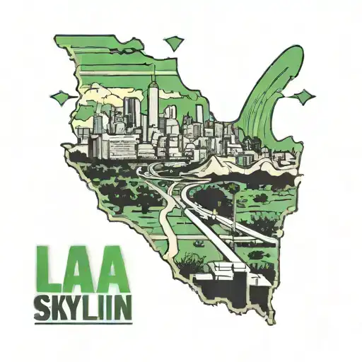 la skylin with green highway sign leading twords ether Lancaster an Mojave tattoo design idea