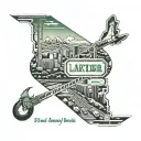 la skylin with green highway sign leading twords ether Lancaster an Mojave tattoo design idea