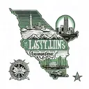 la skylin with green highway sign leading twords ether Lancaster an Mojave tattoo design idea