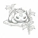 bulbasaur lying on snorlax tattoo design idea
