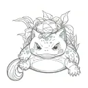 bulbasaur lying on snorlax tattoo design idea