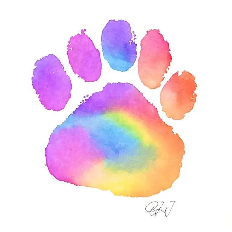 paw print rainbow infinity symbol tattoo design idea
