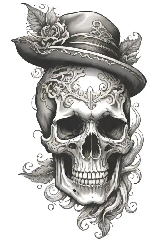 skull fainting tattoo design idea