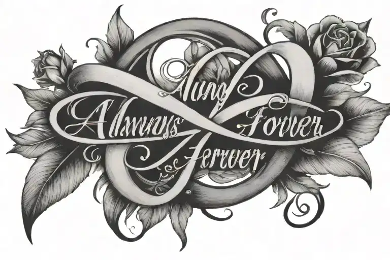 infinity sign that says "always and forever" tattoo design idea