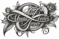 infinity sign that says "always and forever" tattoo design idea