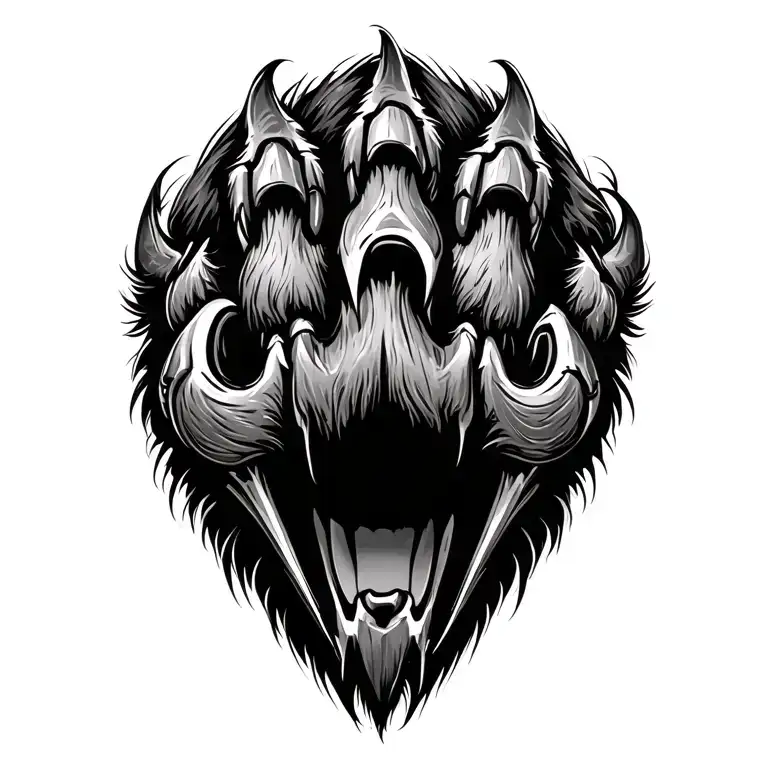 realistic lions paw with claw scratch tattoo design idea