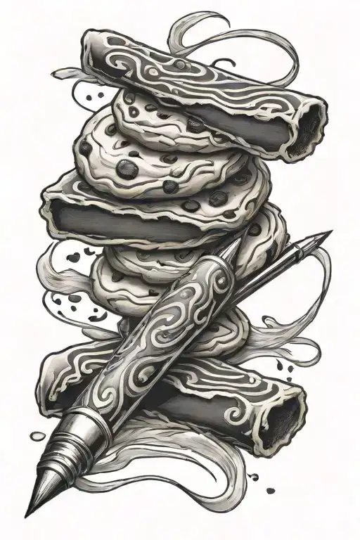 cookie and rolling pen tattoo design idea
