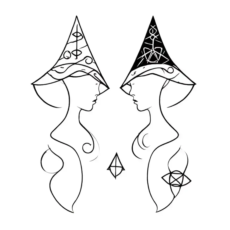 matching couples tattoo based off of witchcraft  tattoo design idea