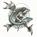 mermaid and fishing and hunting tattoo design idea