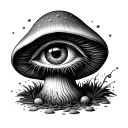weird mushroom with an open third eye tattoo design idea