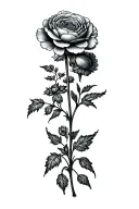 ranunculus flower growing tattoo design idea