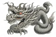 Japanese Dragon With Long realistic Body, normal eyes Black And Grey Tattoo hd quality tattoo design idea