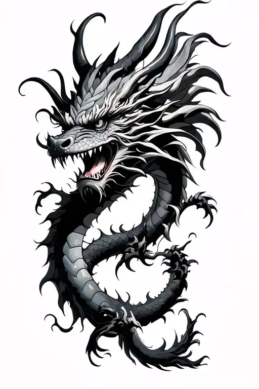 dragon and Japanese demon tattoo design idea