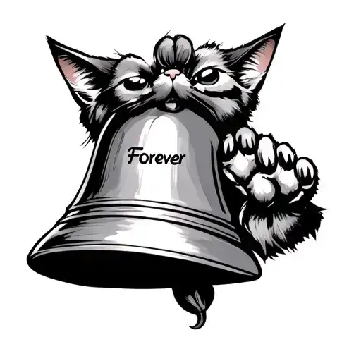 Cat's paw, Forever, bell, Disney Writing Police tattoo design idea