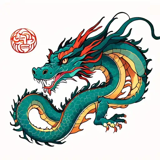 Dragon of dawn flying tattoo design idea